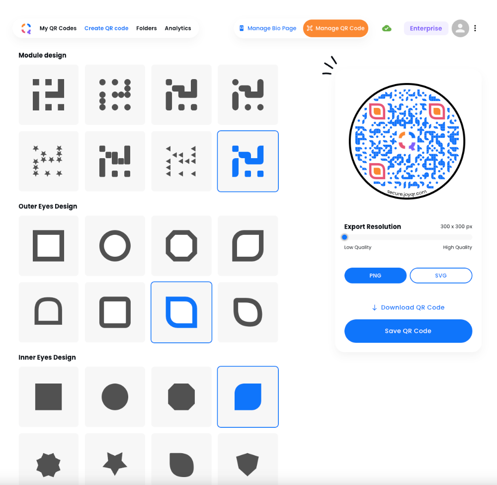 JoyQR Software - Design distinctive QR codes: Transform data modules into various shapes, creating eye-catching designs with unique patterns.