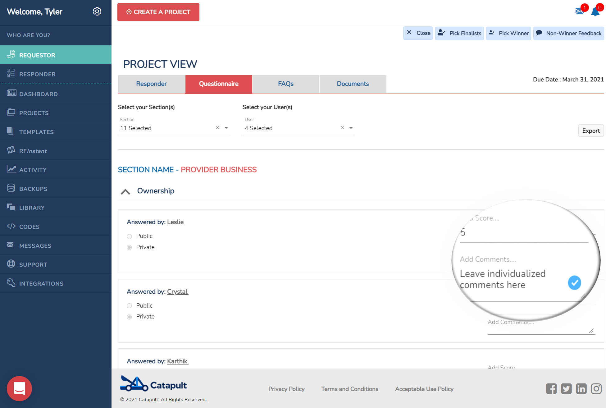 Catapult Software - Customized Feedback and Weighted Scoring