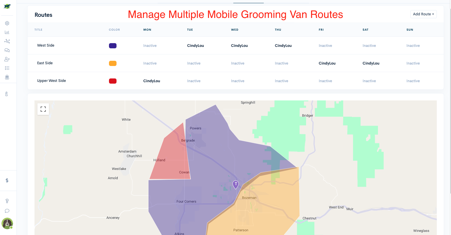 Mobile Grooming Route Management