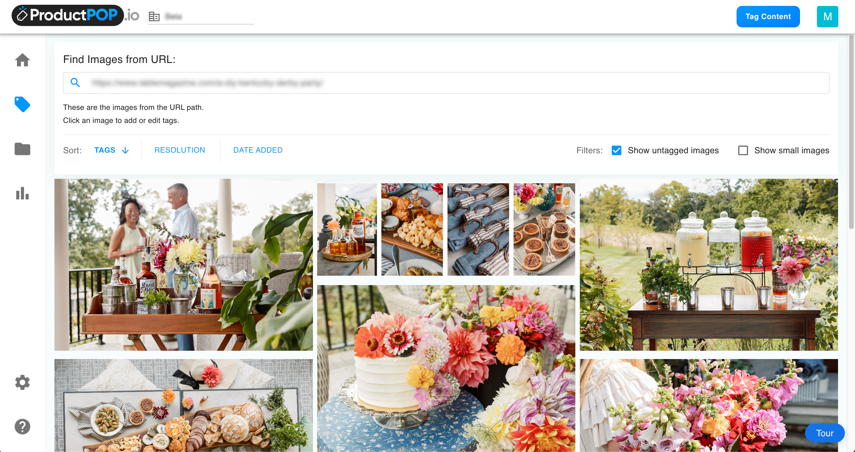 Easily select images by pasting in a page's URL and selecting the image you'll like to add shoppable product tags.