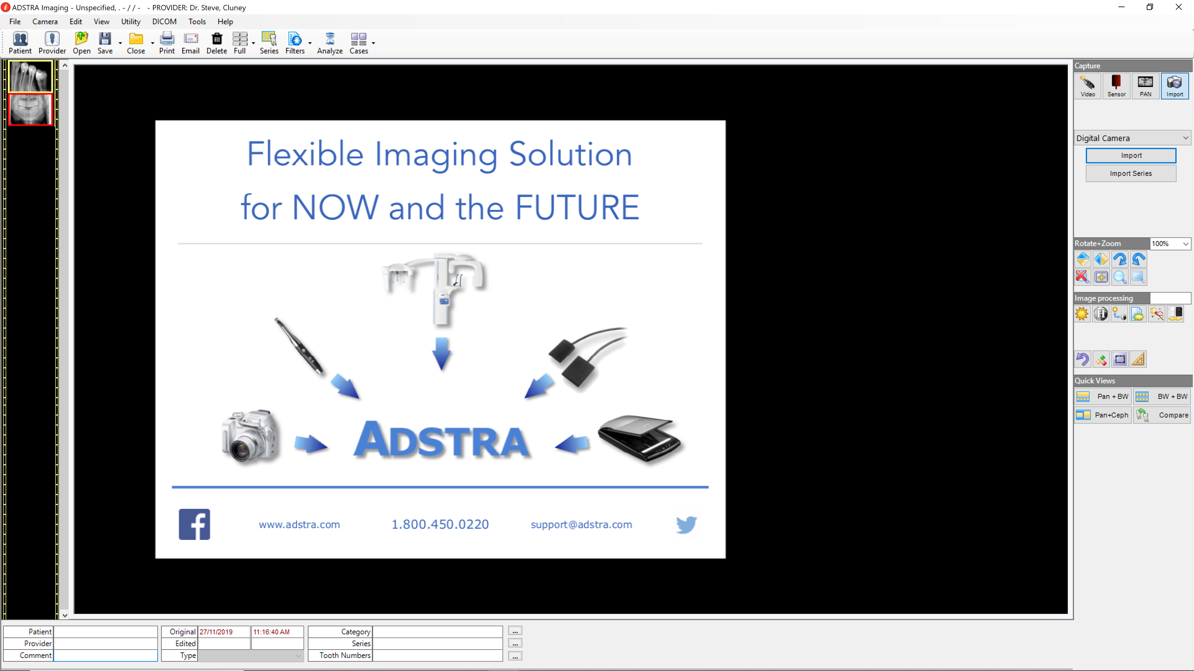 ADSTRA Dental Software Software - Attach notes to side-by-side dental x-rays using annotation tools included within ADSTRA Imaging