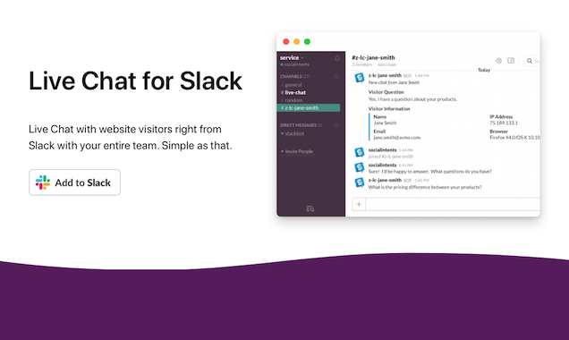 Social Intents Software - Live Chat for Slack