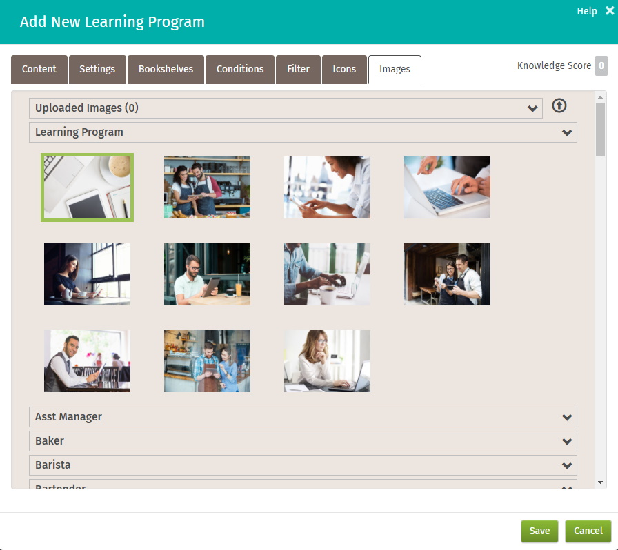 DiscoverLink Talent LMS Software - Image Selector for Content Items