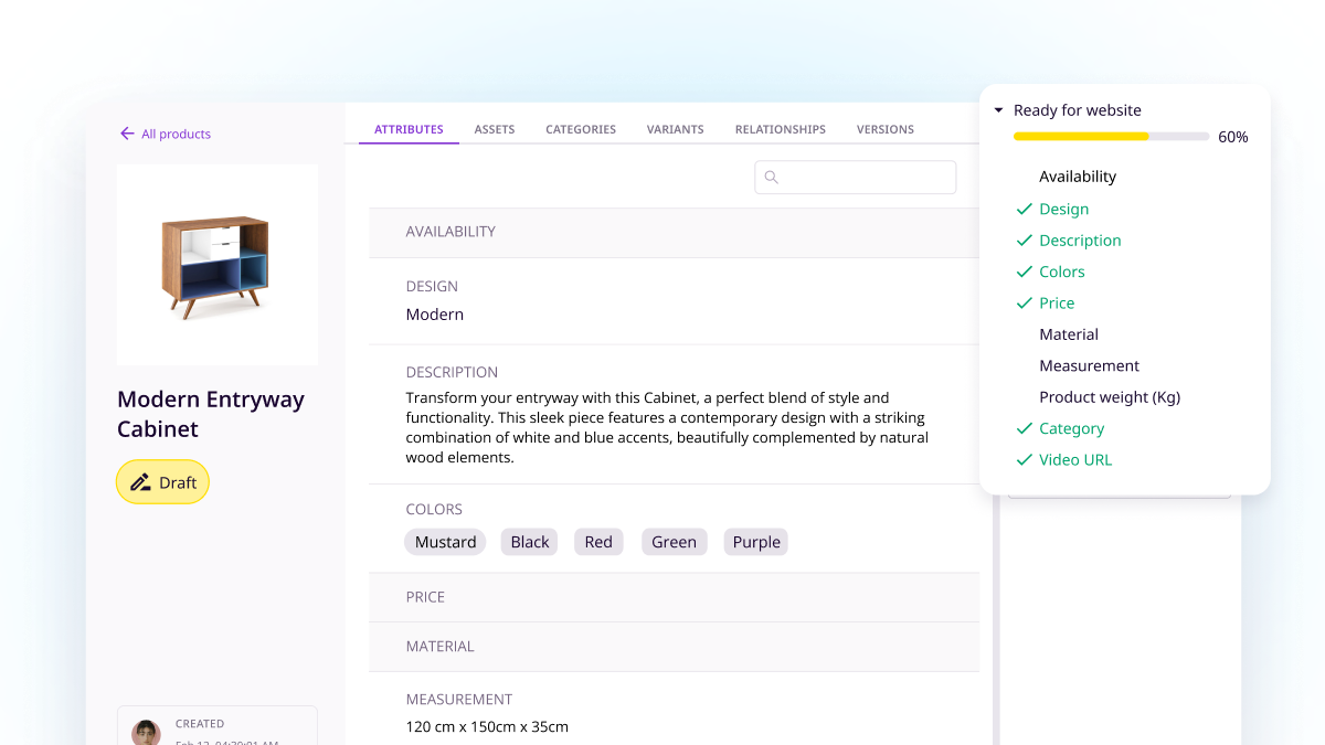 Plytix Software - Get a closer look at your products in the product details page and edit your product information right from this view.