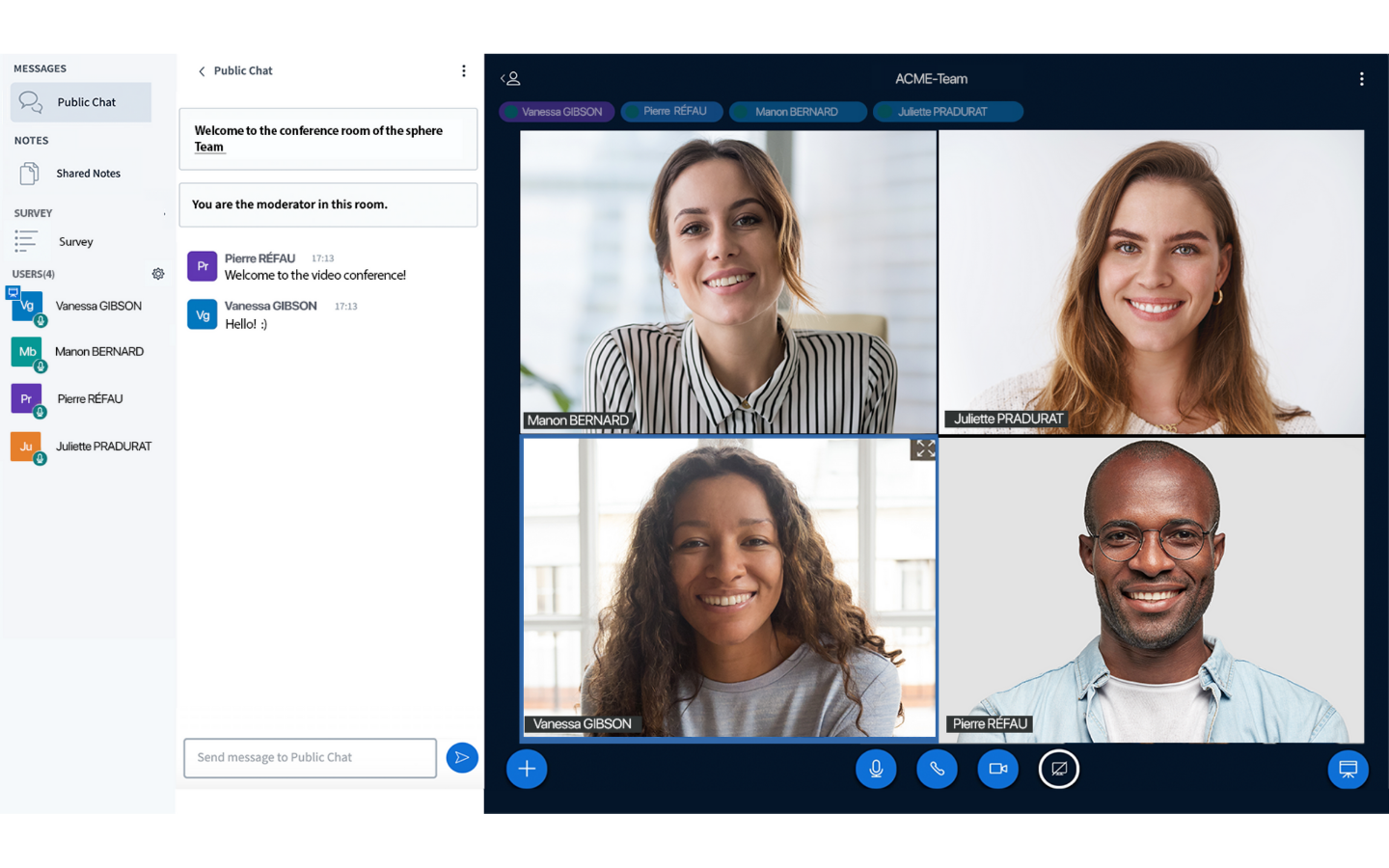 The Whaller platform offers one click access to a variety of video conferencing solutions including BigBlueButton, Glowbl, Jitsi Meet and Whereby.