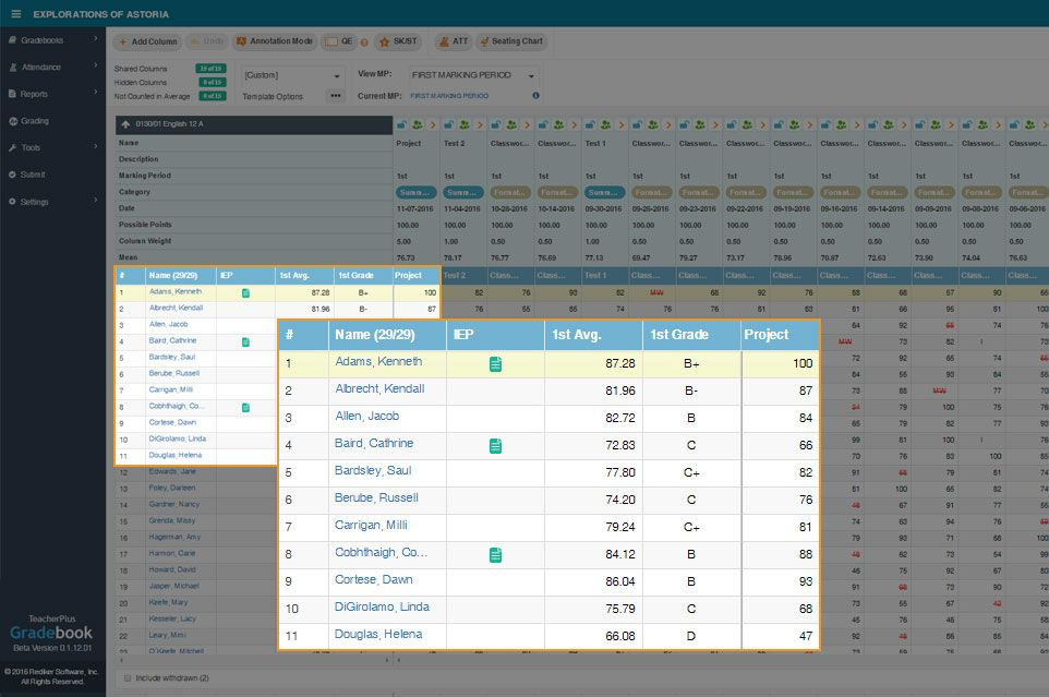 TeacherPlus Gradebook Software - TeacherPlus Gradebook view and access IEP's