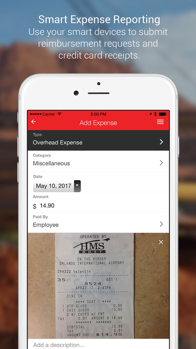 RedTeam Software - Use mobile devices to input expenses and reimbursement requests