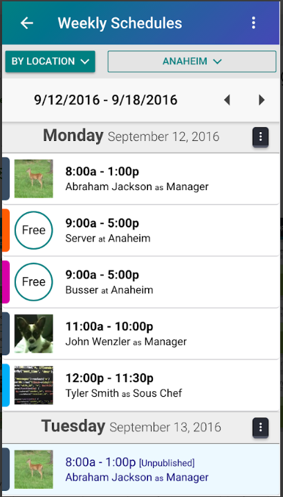 ShedWool screenshot: ShedWool weekly schedules screenshot