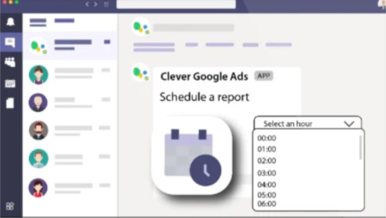 Clever Ads for Slack & MS Teams scheduled reporting