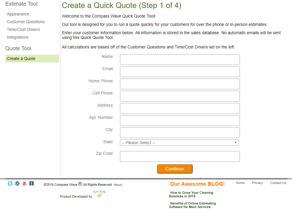 Compass Wave create quotes screenshot