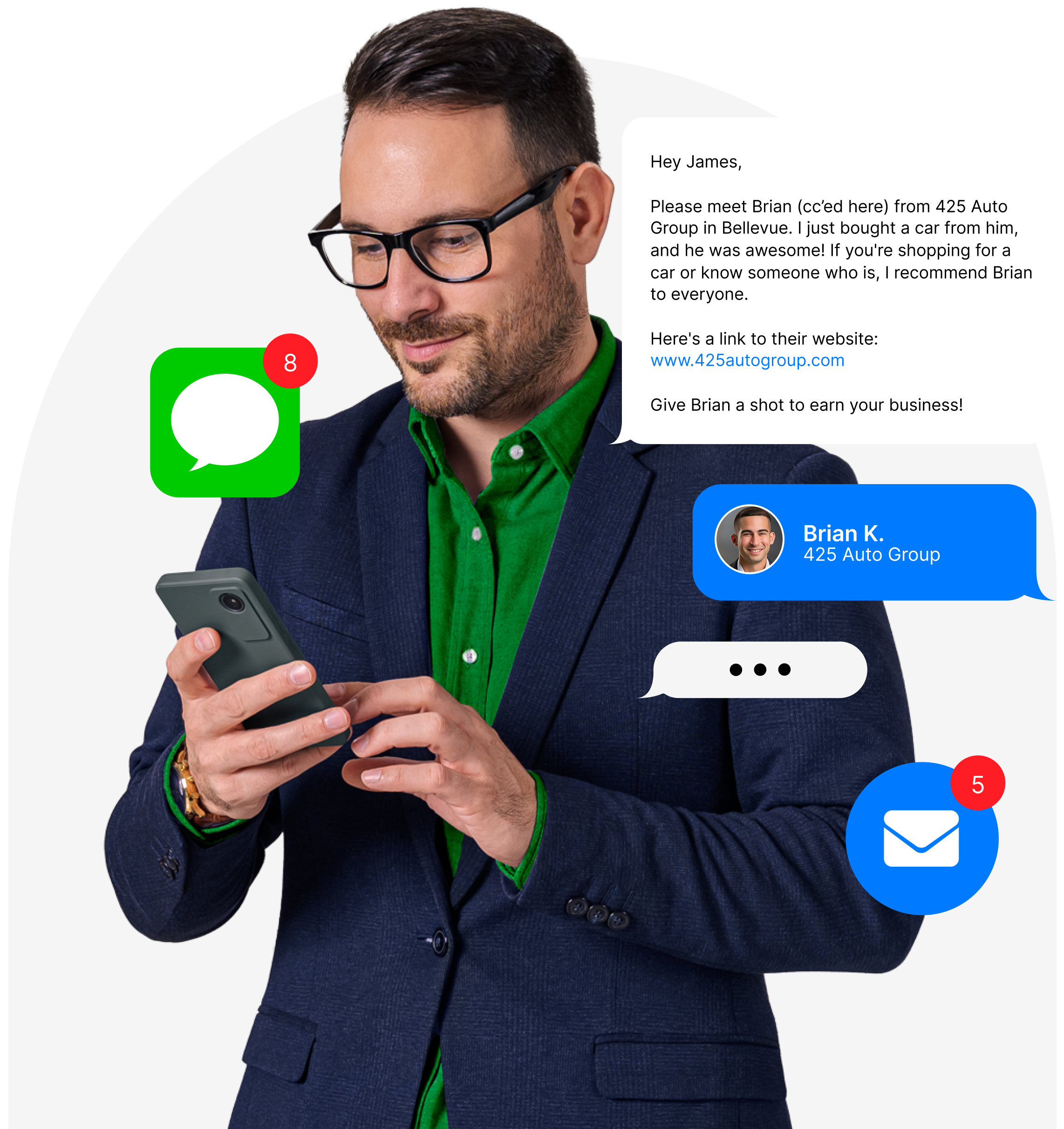 Blabber screenshot: Instead of chasing cold leads, have your customers send quick introductions by text and email to people who trust them — and let your salespeople focus on closing warmer, more profitable leads. No tracking links, no lead forms needed.