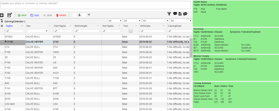 AgCinect Software - Calving Calendar