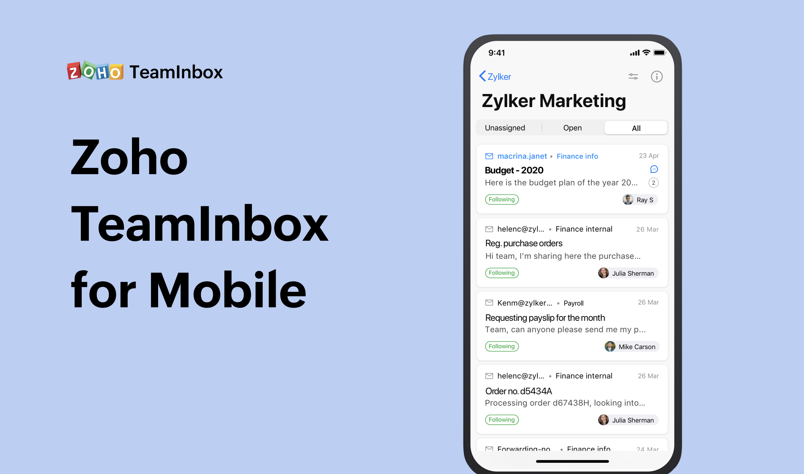 Zoho Teaminbox for mobile