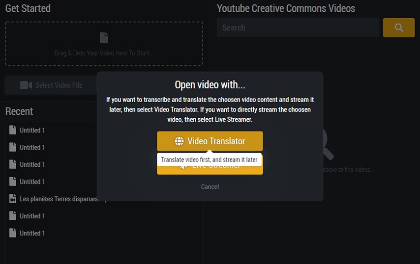 Streamr screenshot: Streamr translator