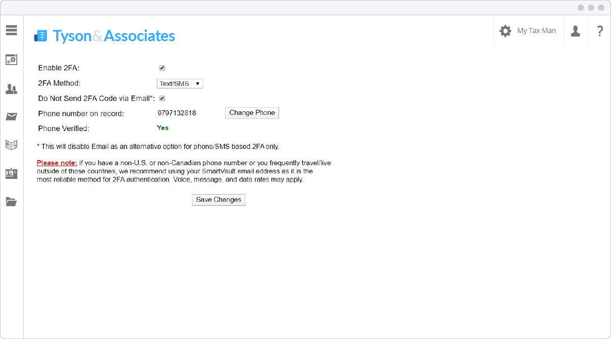 SmartVault Software - SmartVault configuring two-factor authentication