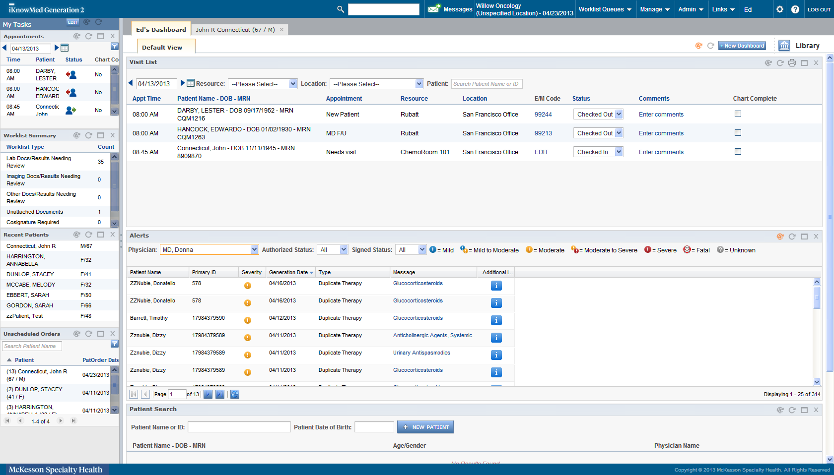 iKnowMed screenshot: iKnowMed customizable dashboard