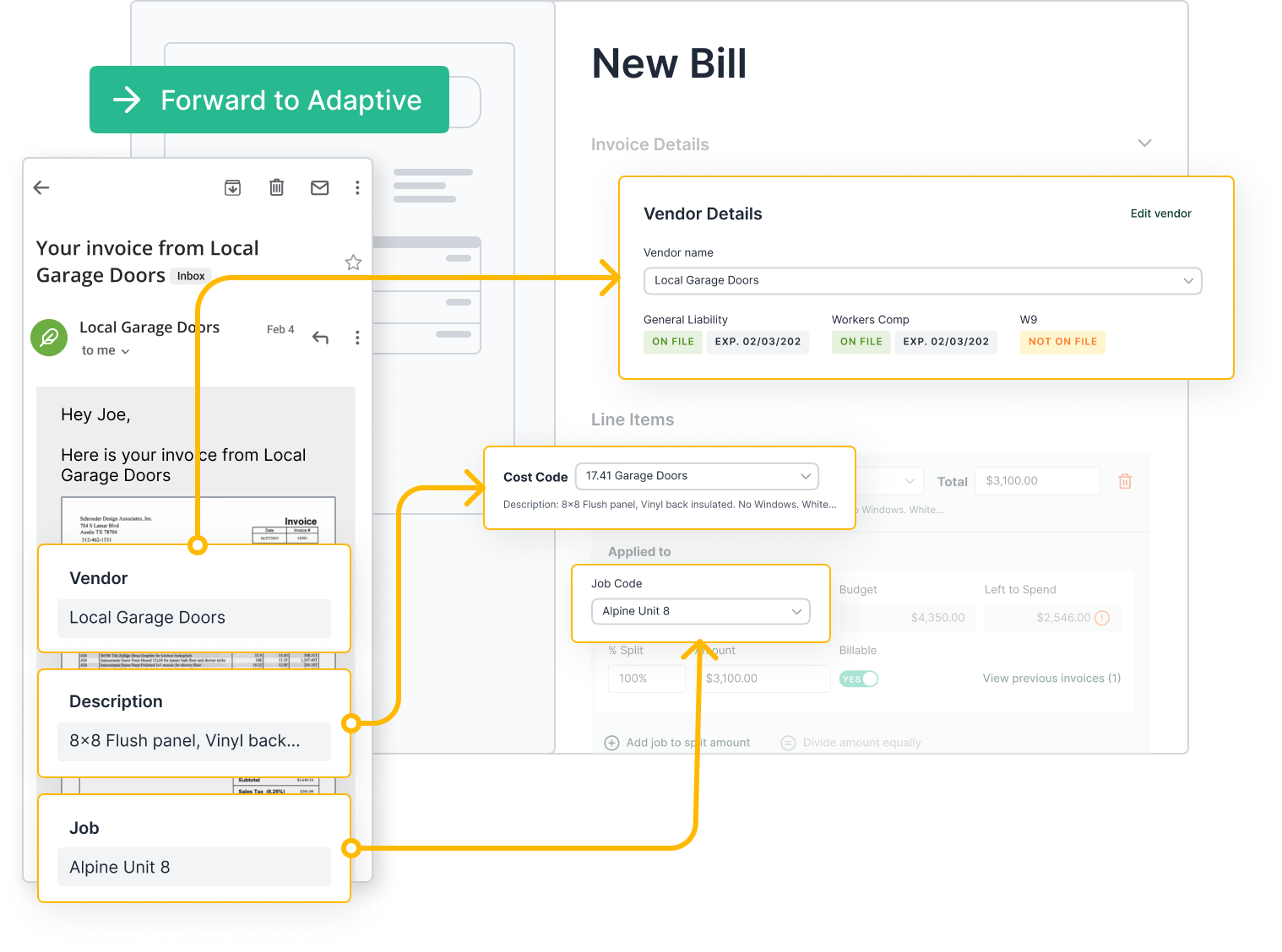 Adaptive Software - Eliminate paperwork and manual data entry with artificial intelligence. Forward, text, or scan bills and receipts to your dedicated inbox and watch as details are auto-populated and mapped to the correct job and cost code.