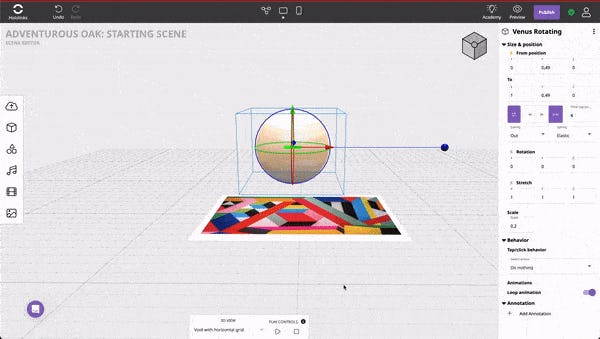 Hololink Software - Add animations directly in the editor. Hololink's intuitive animation system allows you to add animations to any object, video or image with just a few clicks.