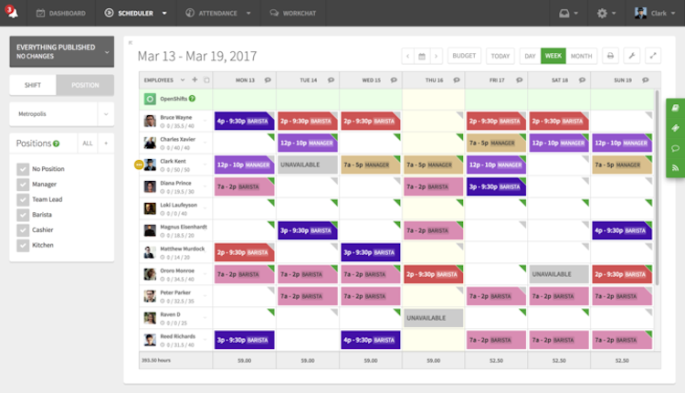 When I Work screenshot: Business owners spend way too much time on employee scheduling because they’re stuck using programs like Excel, or even worse— a pencil and paper. Employee scheduling software can help you build your schedule for the week in as little as 15 minutes.