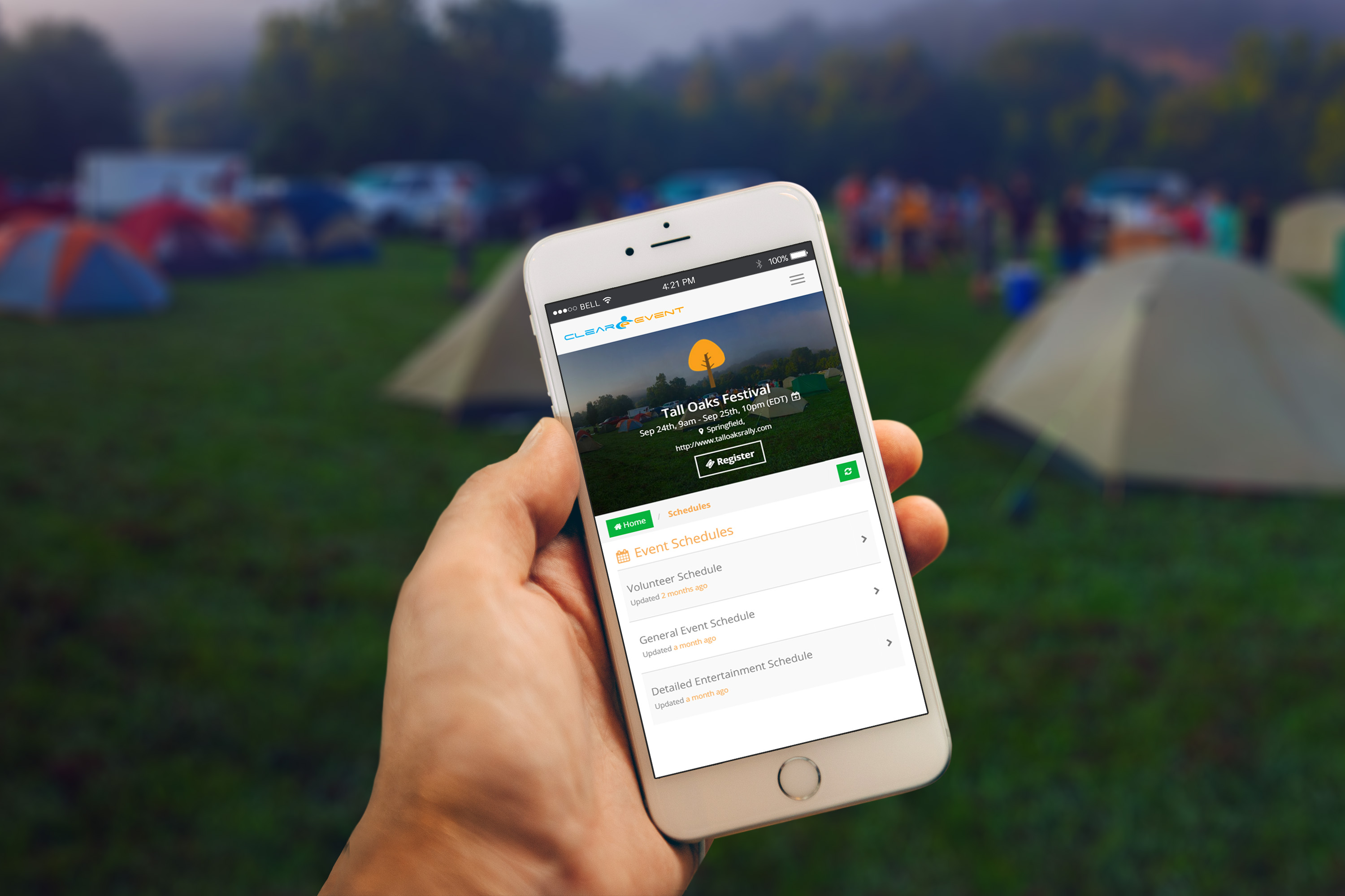 Use ClearEvent's built-in event web app to share personalized event details with your attendees.