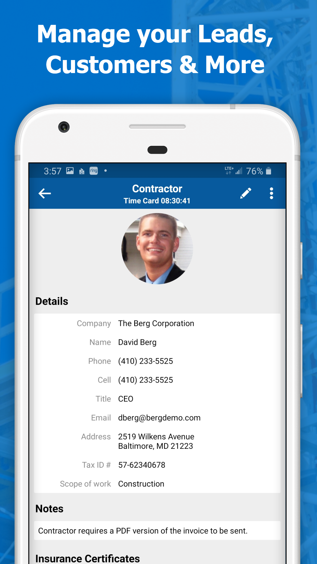 Contractor Foreman Software - Manage your contacts all from one place.