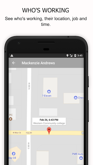 GPS functionality allows users to track the location of employees at all times