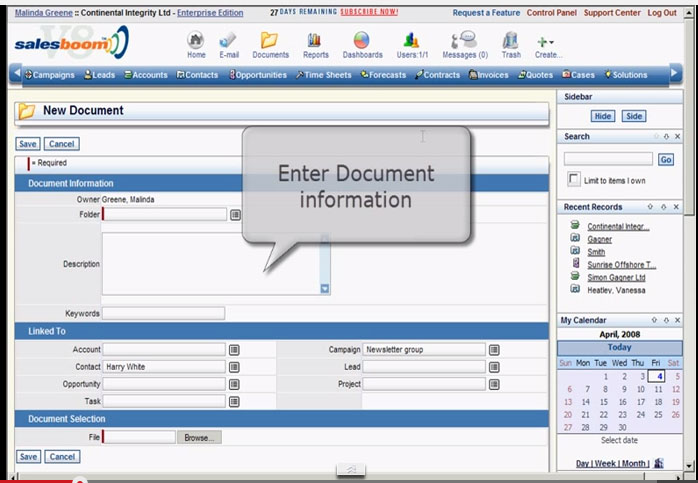 Salesboom CRM Suite Software - SalesBoom_CRM_AddDocument