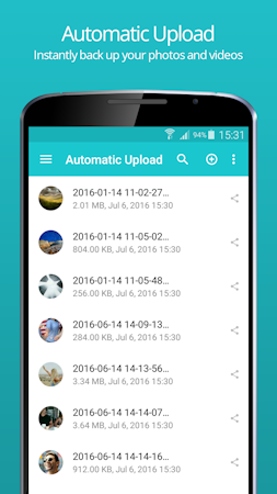 pCloud Business screenshot: Users can enable automatic upload to backup their photos and videos instantly