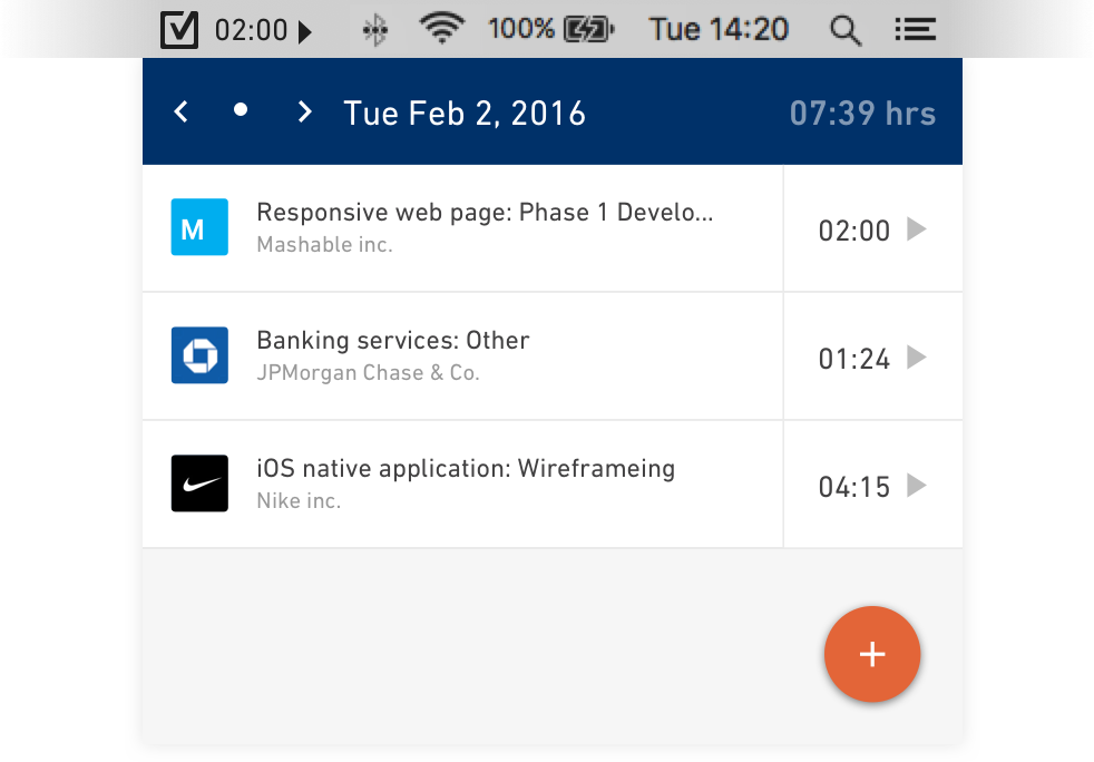 A desktop timer enables fast access to time tracking and editing from the desktop toolbar