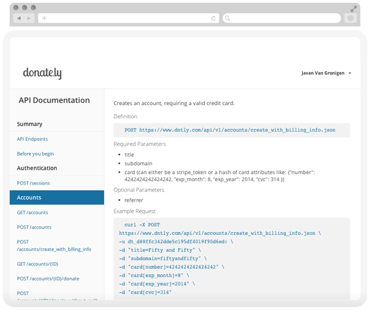 Users can customize the look and feel of Donately on their site thanks to an open API