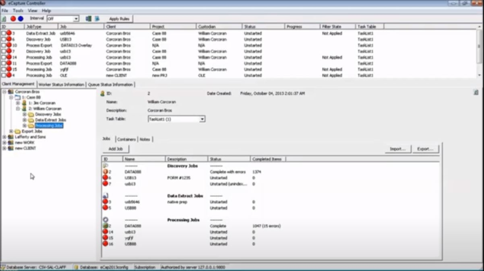 eCapture screenshot: eCapture add job