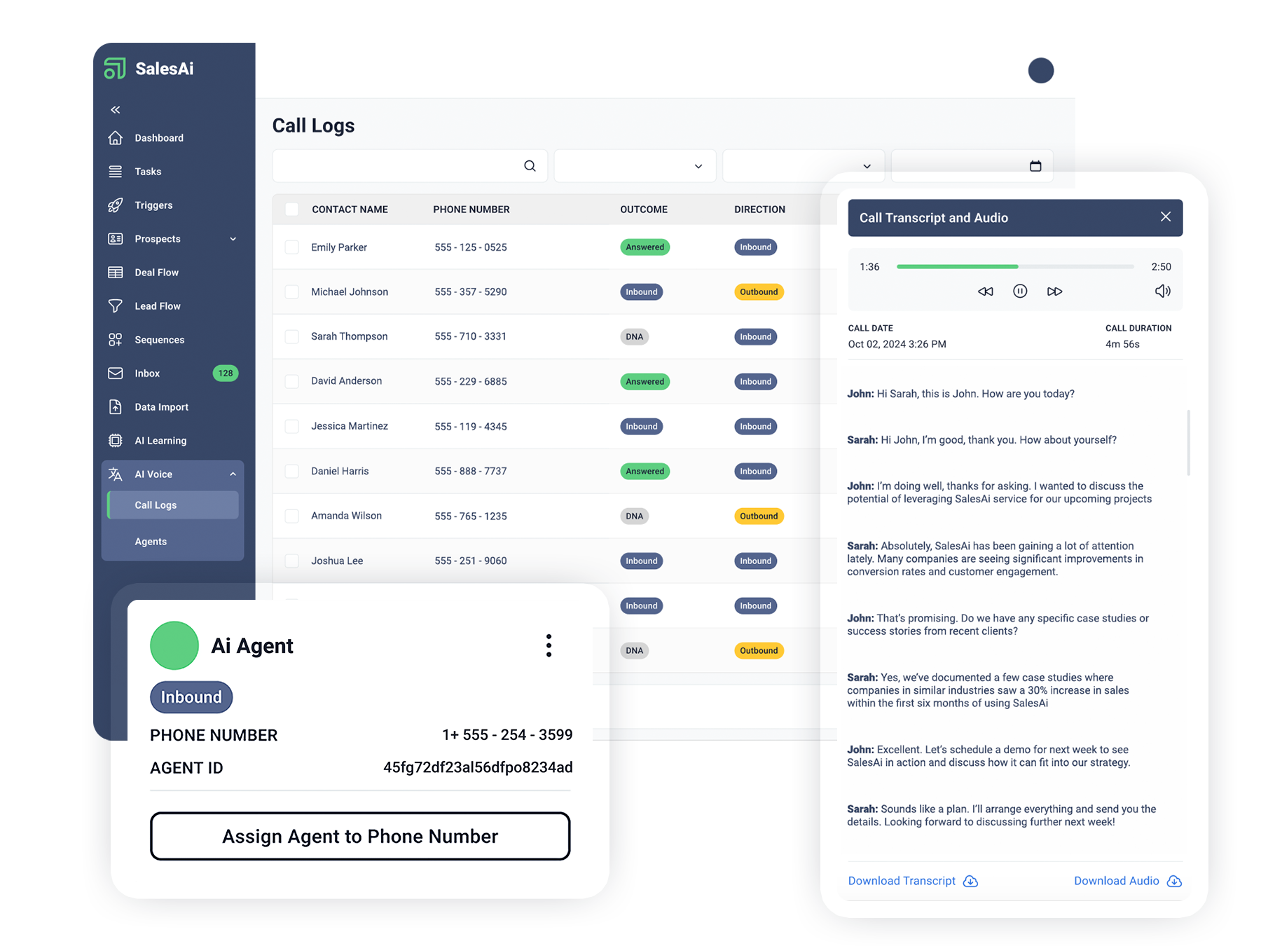 SalesAi screenshot: SalesAi feature page for Ai Voice.