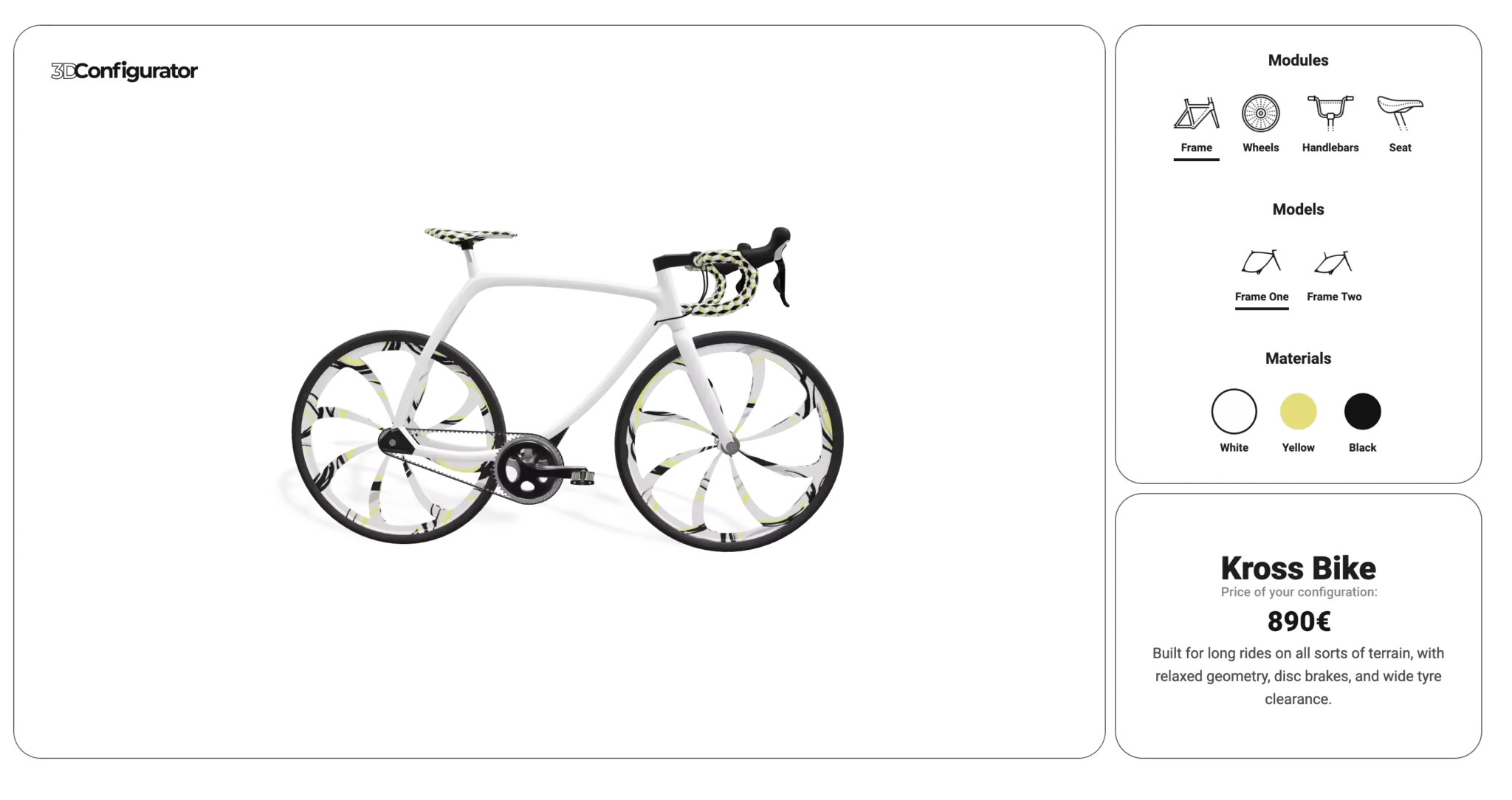 3D Configurator screenshot: 3D Configurator view modules
