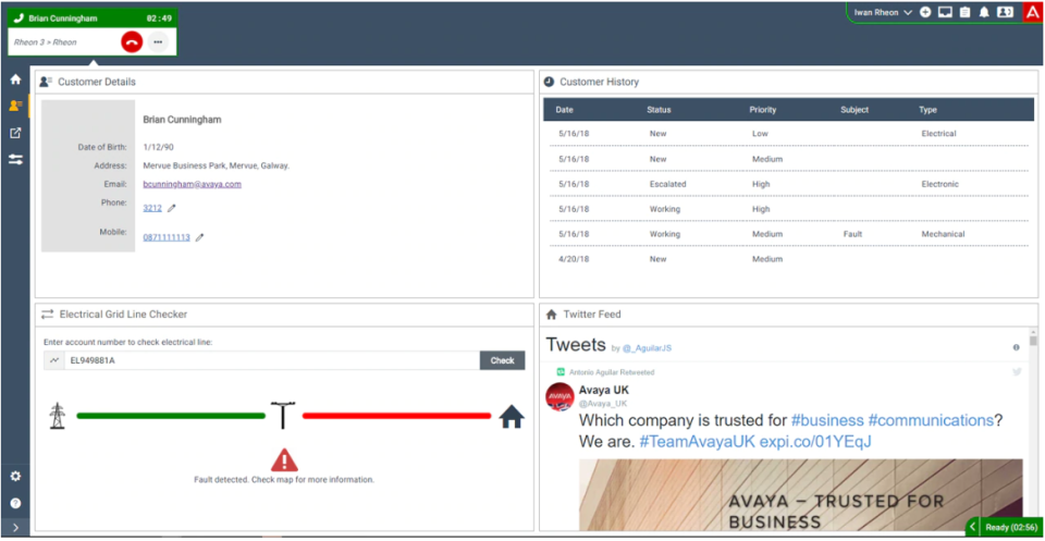 Avaya Spaces screenshot: Avaya Spaces customer details