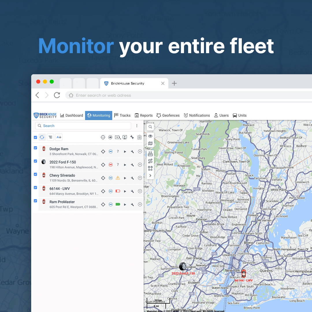 BrickHouse GPS screenshot: BrickHouse GPS monitoring fleet
