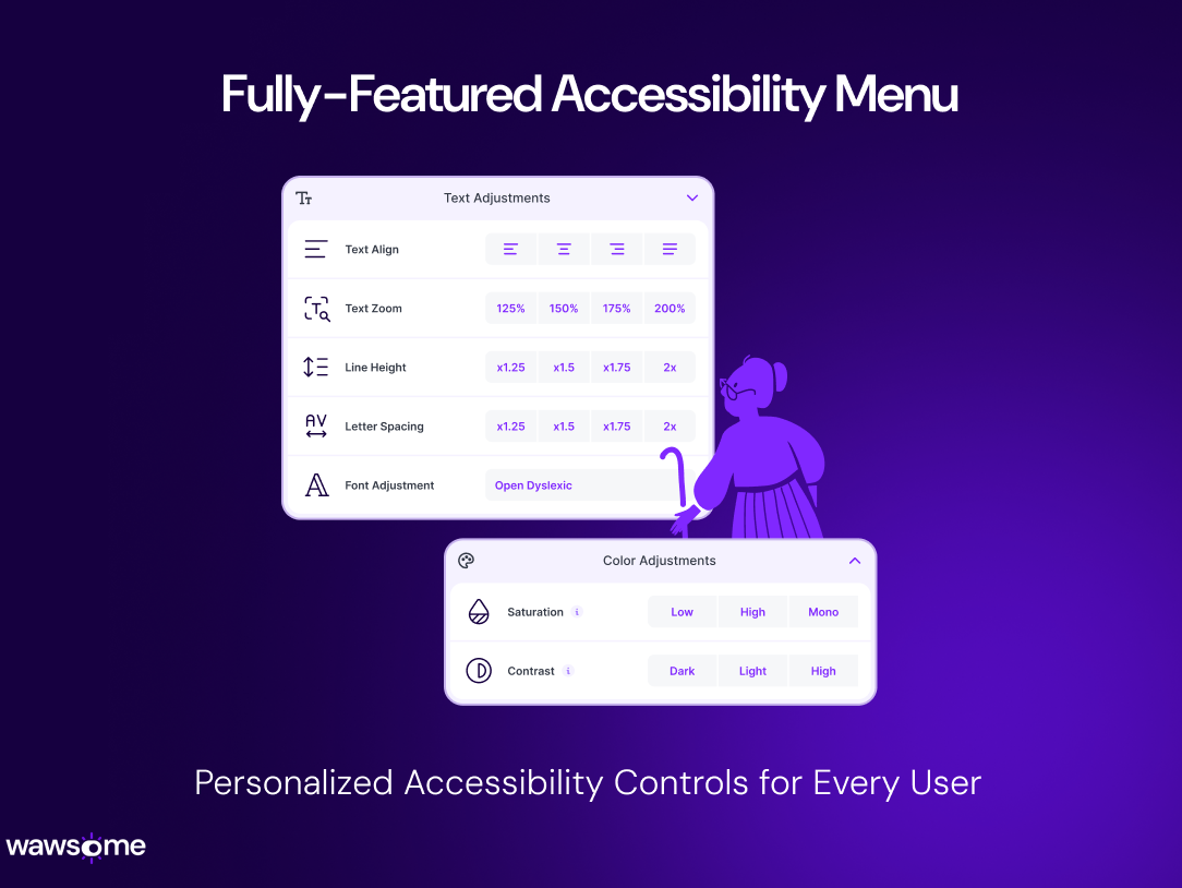 Wawsome screenshot: Wawsome’s accessibility menu