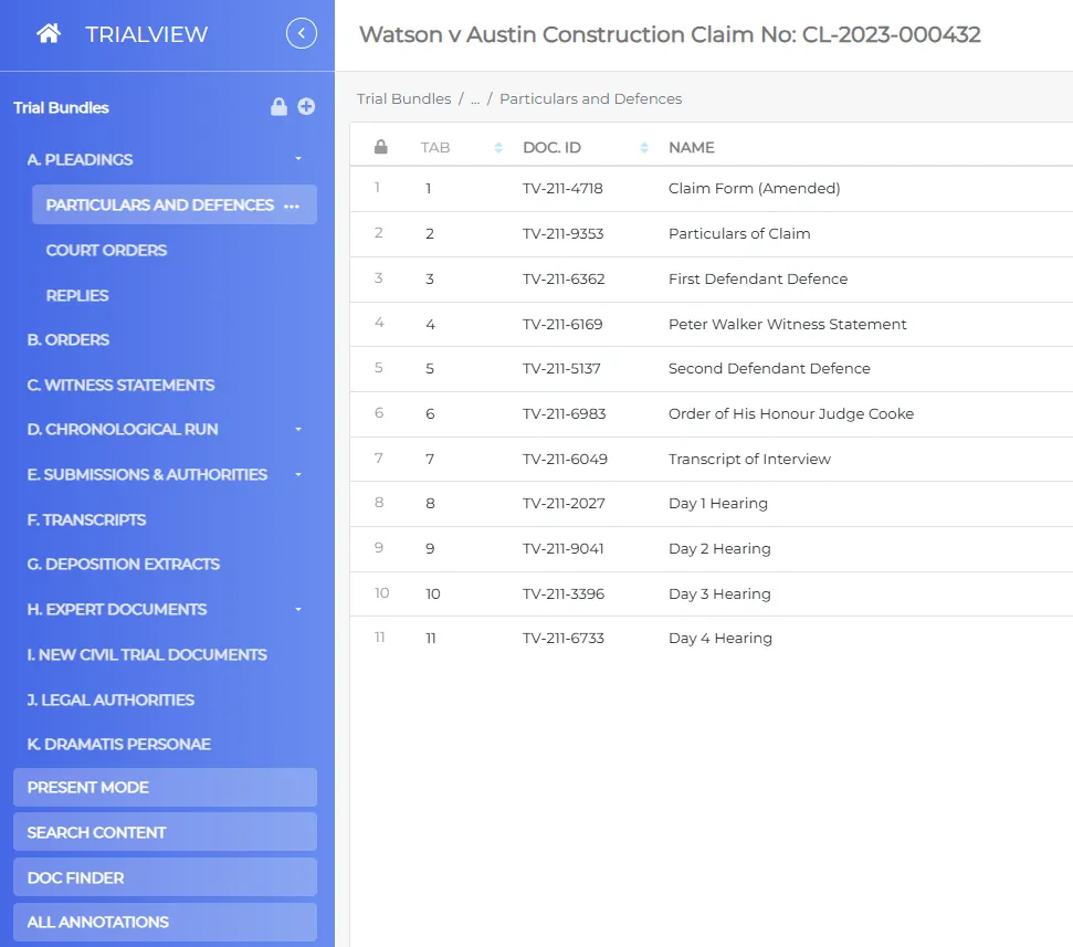 TrialView screenshot: TrialView dashboard