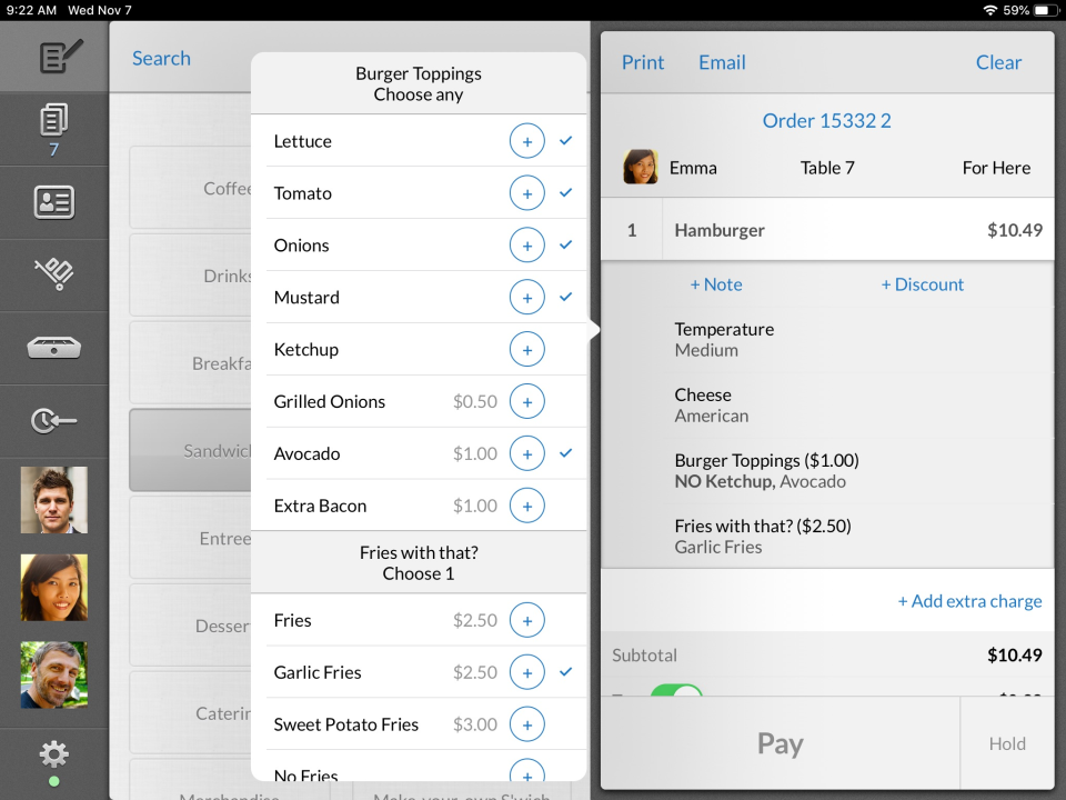 Instore screenshot: Users can take orders from anywhere in their restaurant