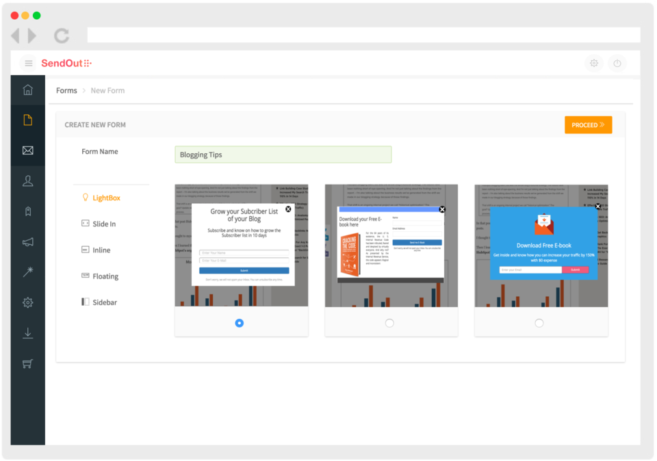 SendOut Software - The platform allows users to create custom forms