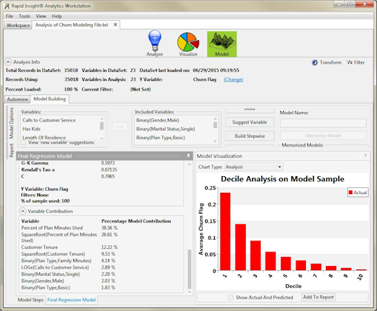 Rapid Insight Construct screenshot: Rapid Insight Construct analytics