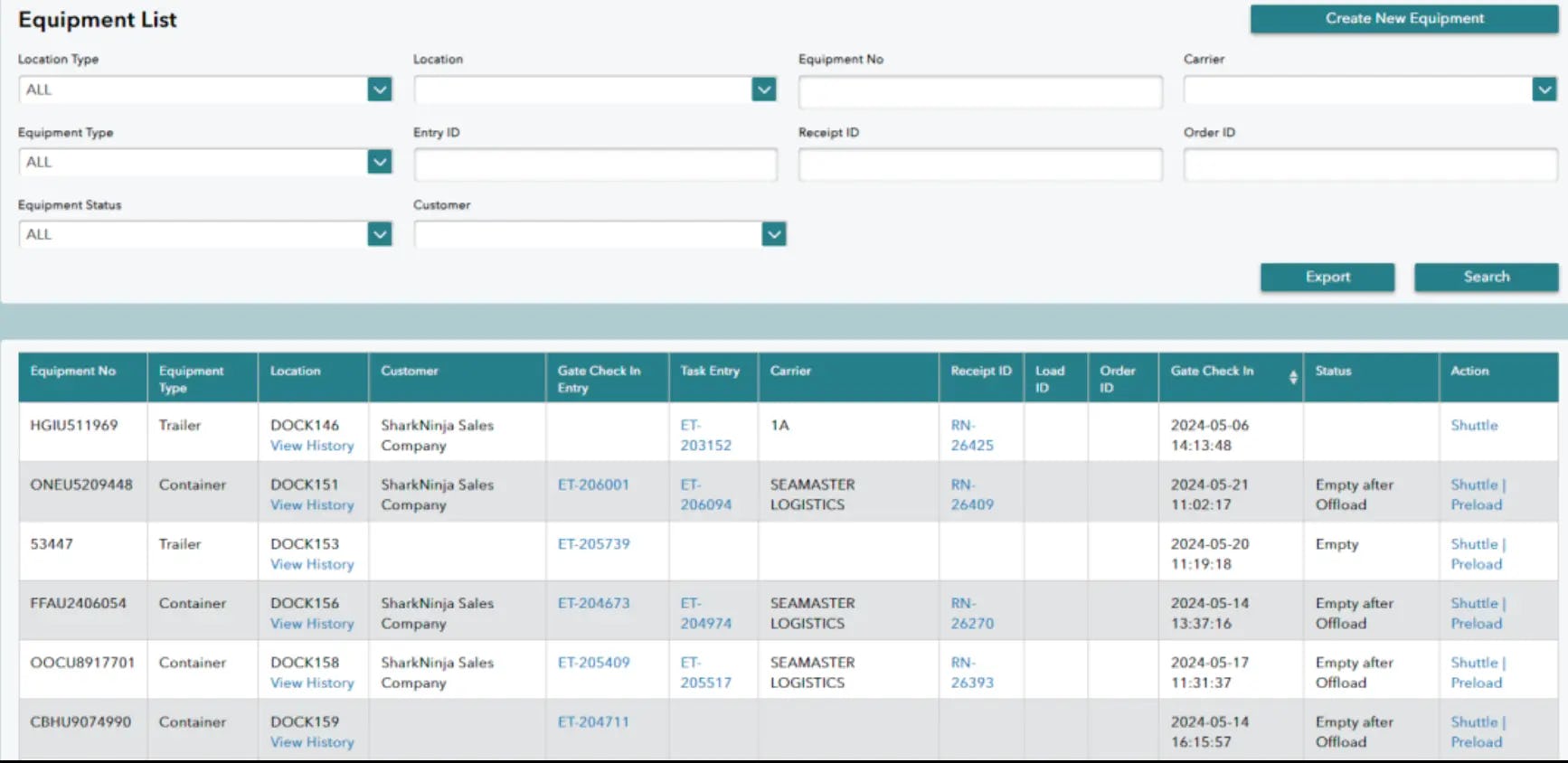 item YMS Software - item YMS equipment list