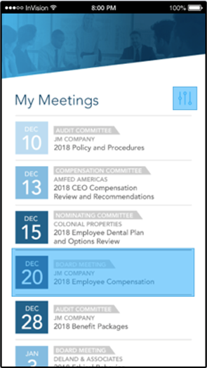 emPower Digital Boardroom Platform agenda screenshot
