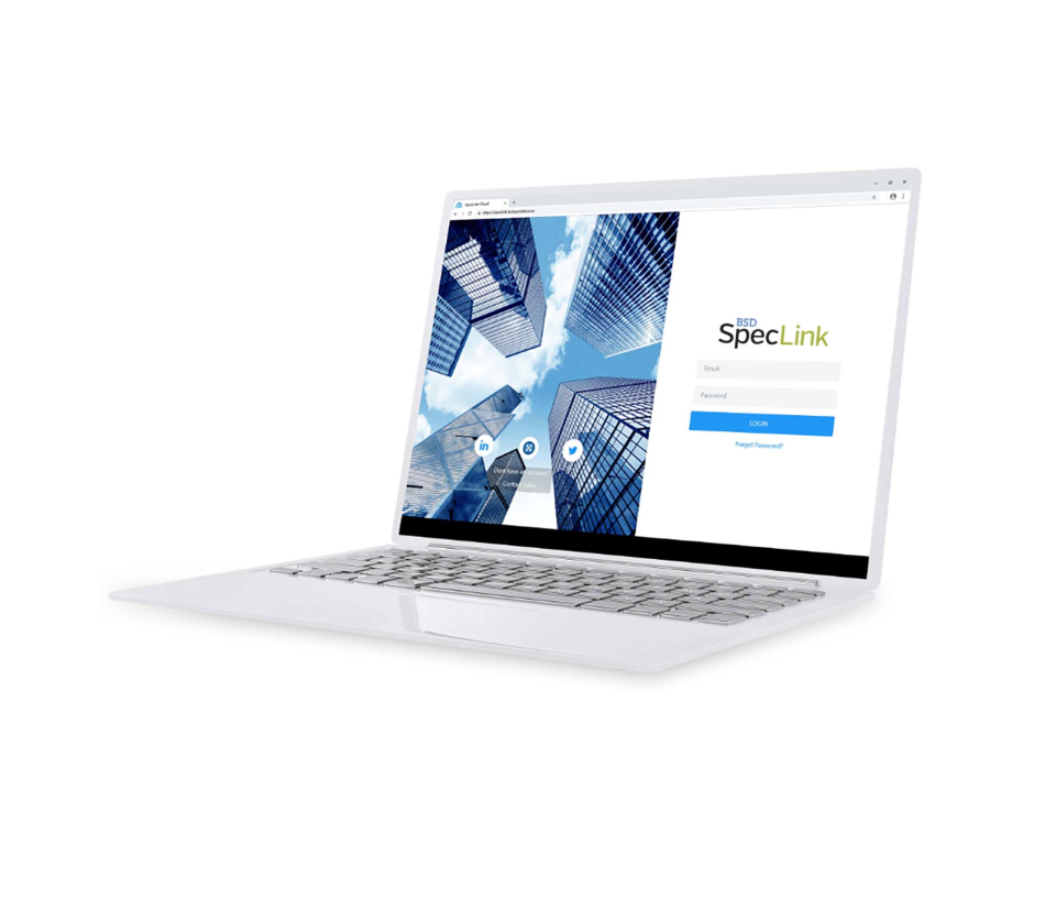 RIB SpecLink screenshot: SpecLink login page