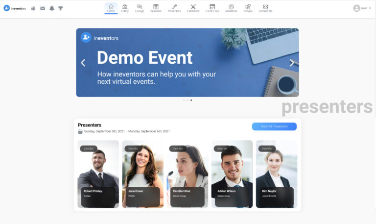 The face of your event, which can be customized to: showcase key event details, feature sessions, highlight speakers, emphasize sponsors, promote exhibitors, and more!