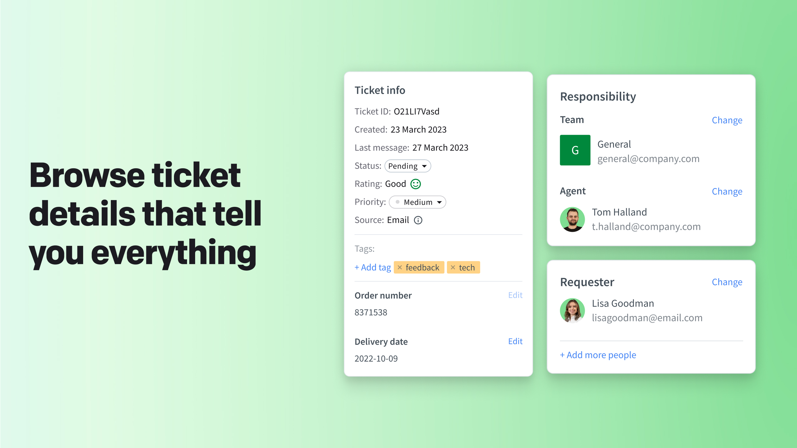 Browse ticket details that tell you everything