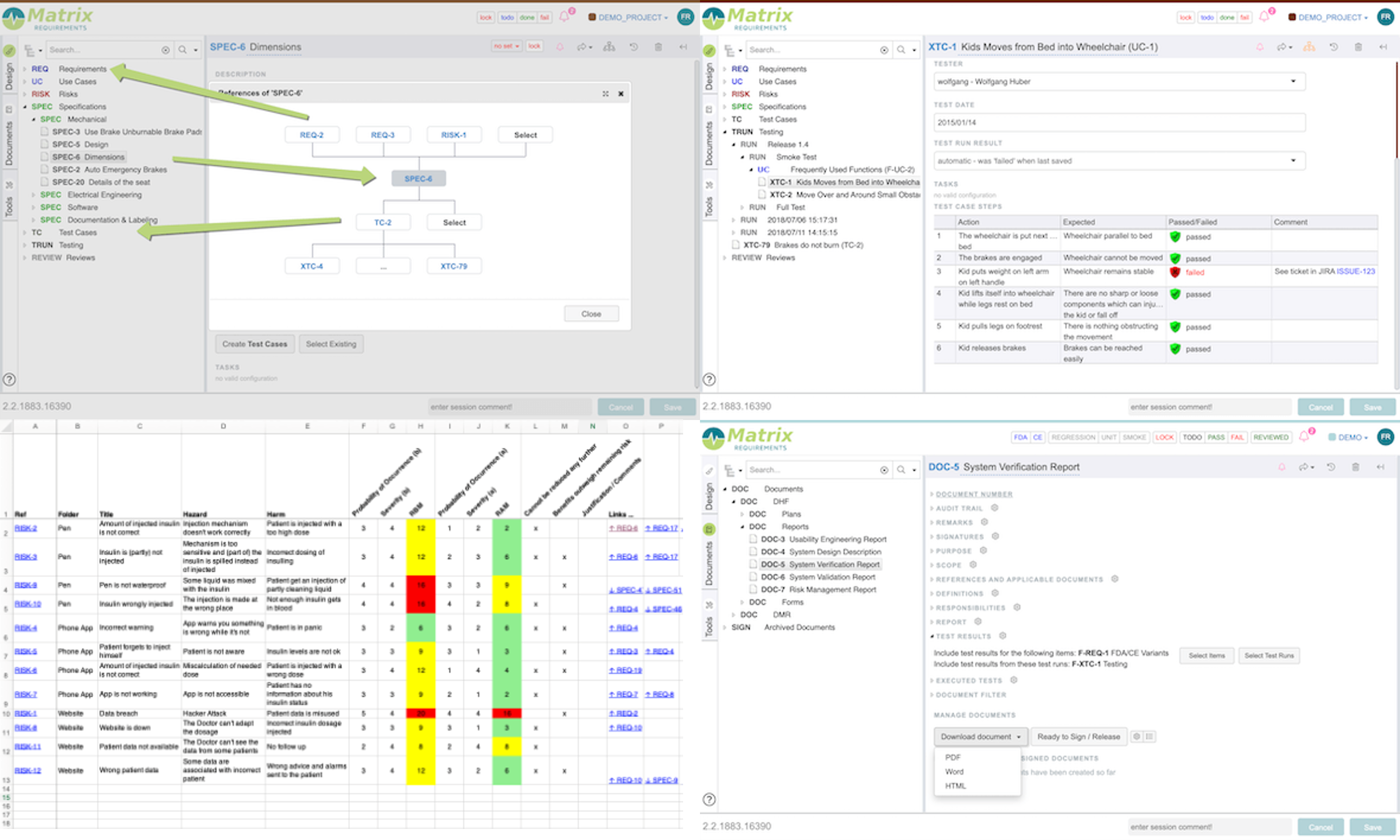 Matrix Requirements Software - Agile Requirements Management : Have your team maintain your device history file (DHF) while it is being designed, not before, not after. MatrixALM will help you to ensure the content is correct and support you in creating the documents for certification.