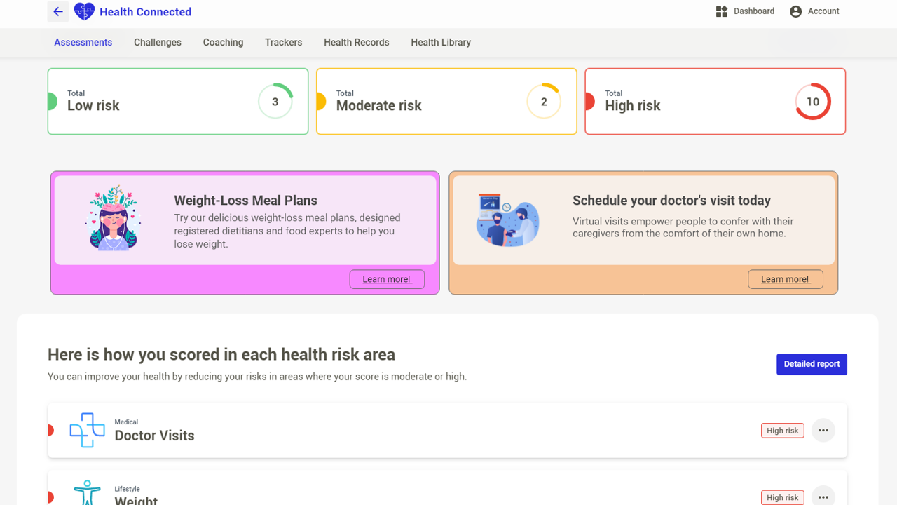 Health Risk Assessment - Personalized recommendations triggered by identified areas of risk