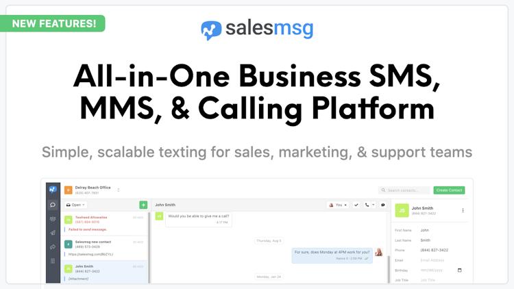 Salesmsg screenshot: All-in-one business SMS & calling software for sales, marketing, and support teams