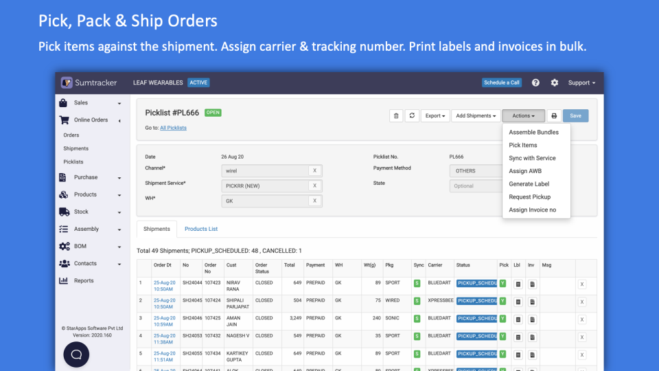 Pick Pack and Ship Orders