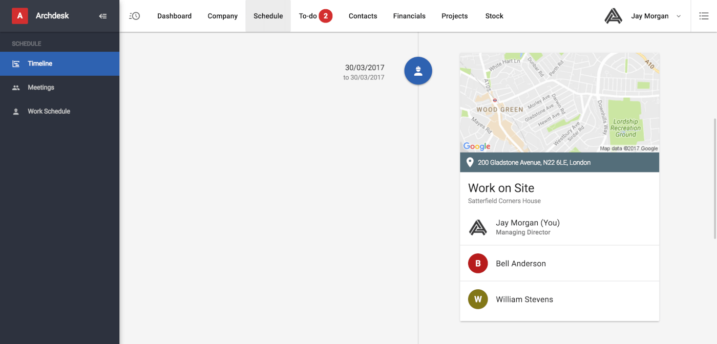 Archdesk Software - Manage the bookings of workers or assets to particular projects